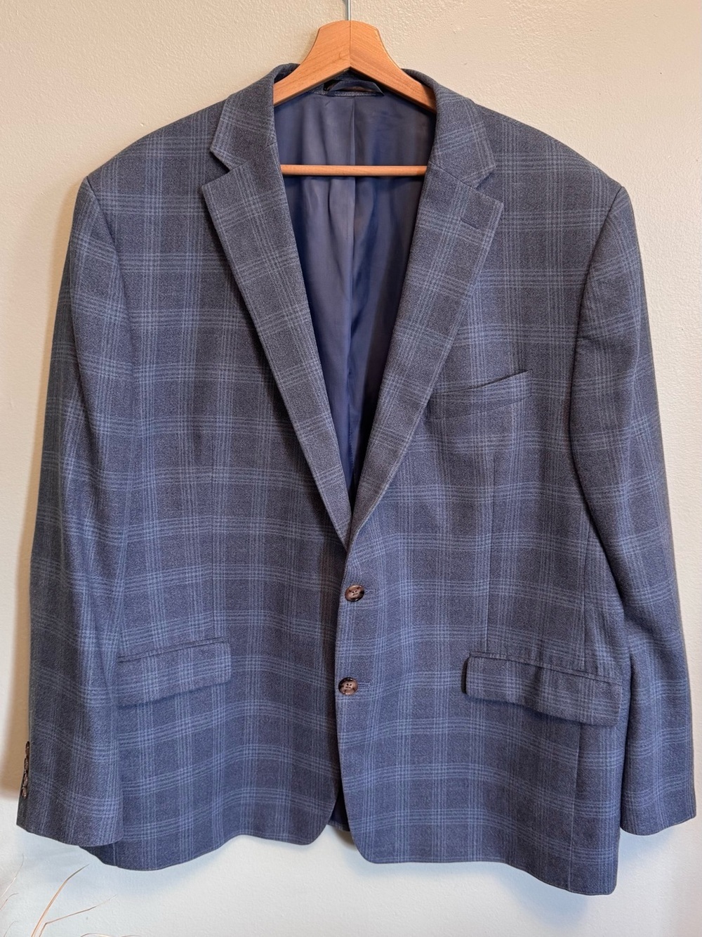 Ralph Lauren Navy Blue Plaid Sport Coat
